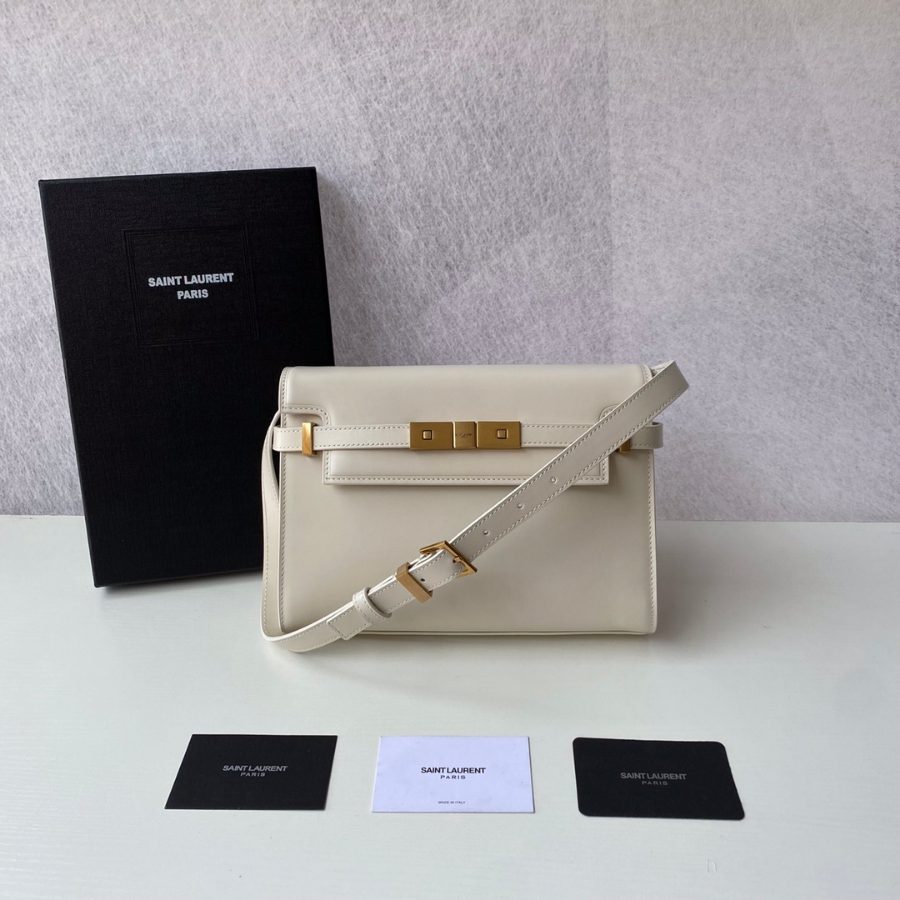 생로랑 MANHATTAN 스몰 숄더백 화이트