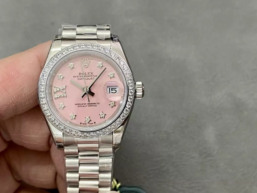 롤렉스 레이디 데이저스트 핑크 다이얼 다이아몬드 마커 실버 28mm 279173