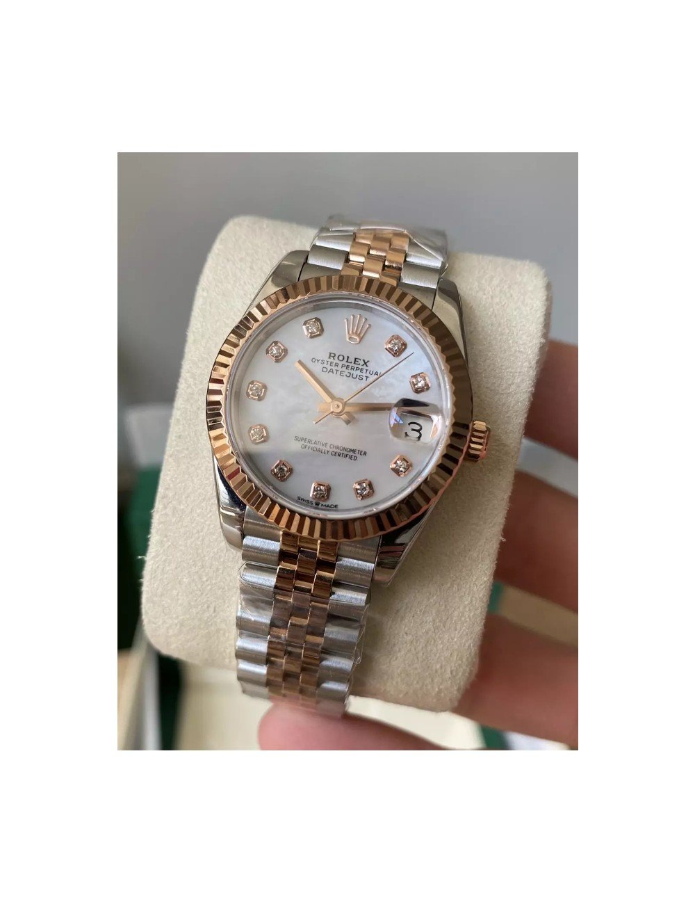 롤렉스 여성용 데이저스트 MOP 다이아몬드 다이얼 콤비 SS/RG 31mm 278271