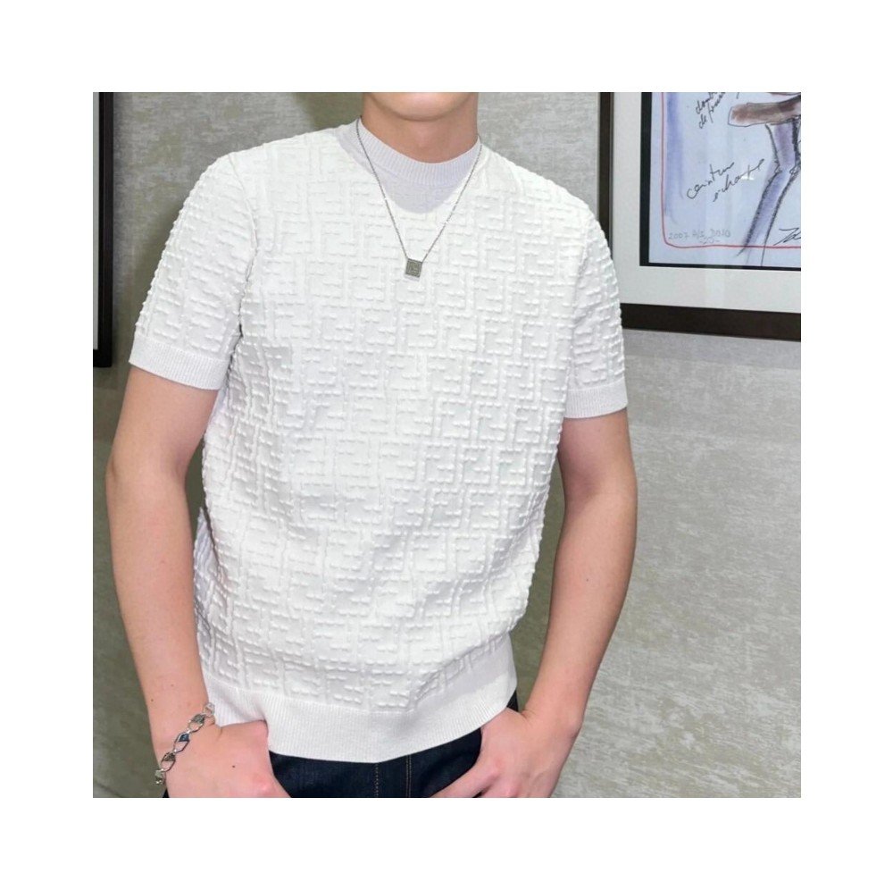 펜디 아이보리 코튼 블랜드 반팔 화이트