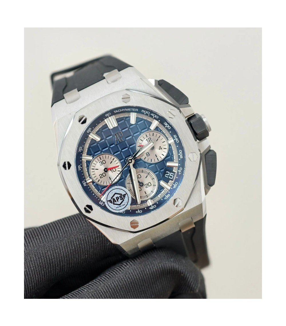 오데마피게 로얄오크 오프쇼어 크로노그래프 블루 다이얼 SS 블랙 러버 밴드 43mm 26420